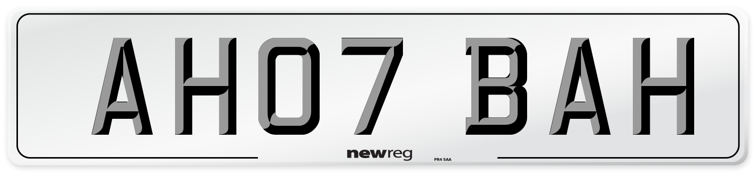 AH07 BAH Number Plate from New Reg